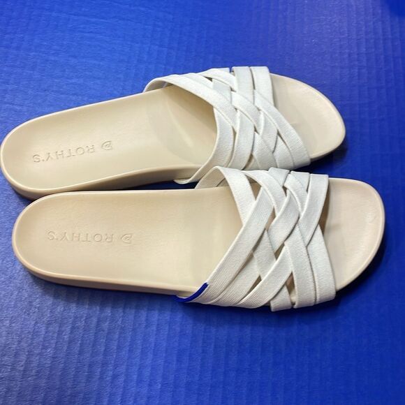 Rothy’s Cream Color Woven Slide Sandals Women’s Sz 9.5 - Picture 4 of 6